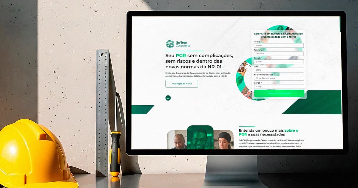 Landing page da Go-Tree Consultoria para regularização de PGR dentro das normas da NR-01